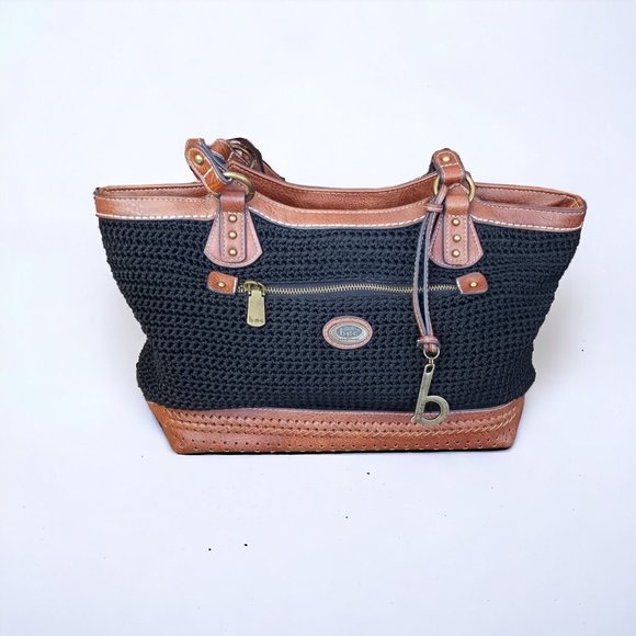 B.O.C Born Concept Faux Leather Woven Knit Shoulder Bag - Picture 1 of 13